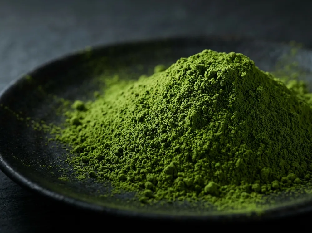 Macro of sifted ceremonial matcha powder